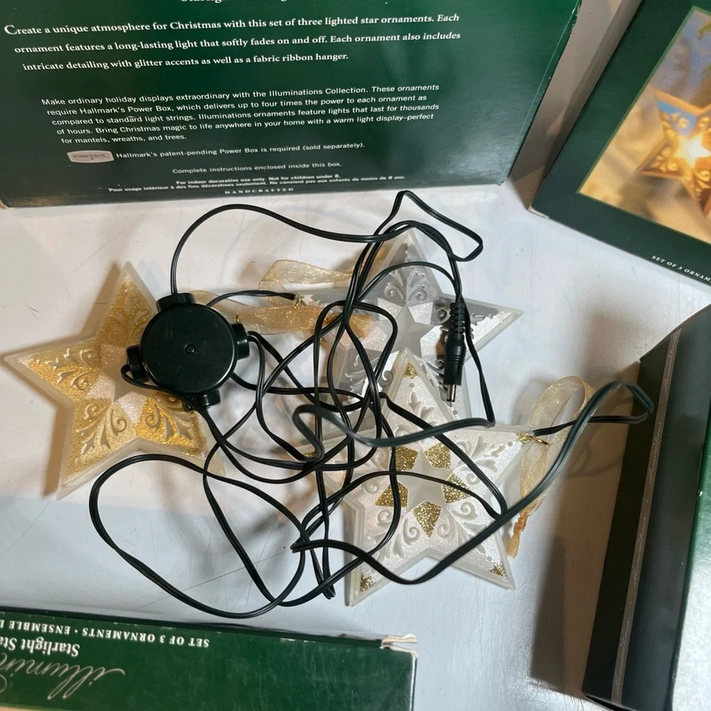 VTG Hallmark Illuminations Starlight Starbright Ornaments 4 Boxes